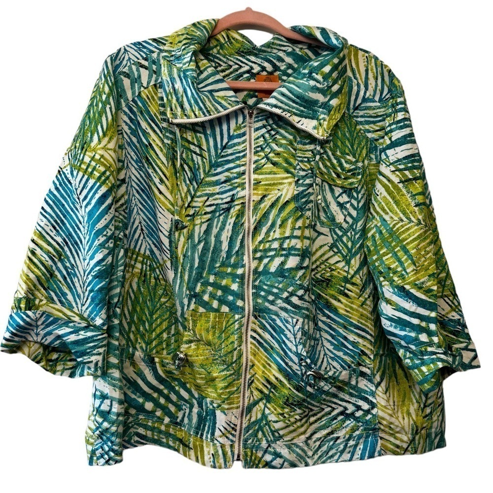 Ruby Rd. Linen Blend Zip Front Jacket